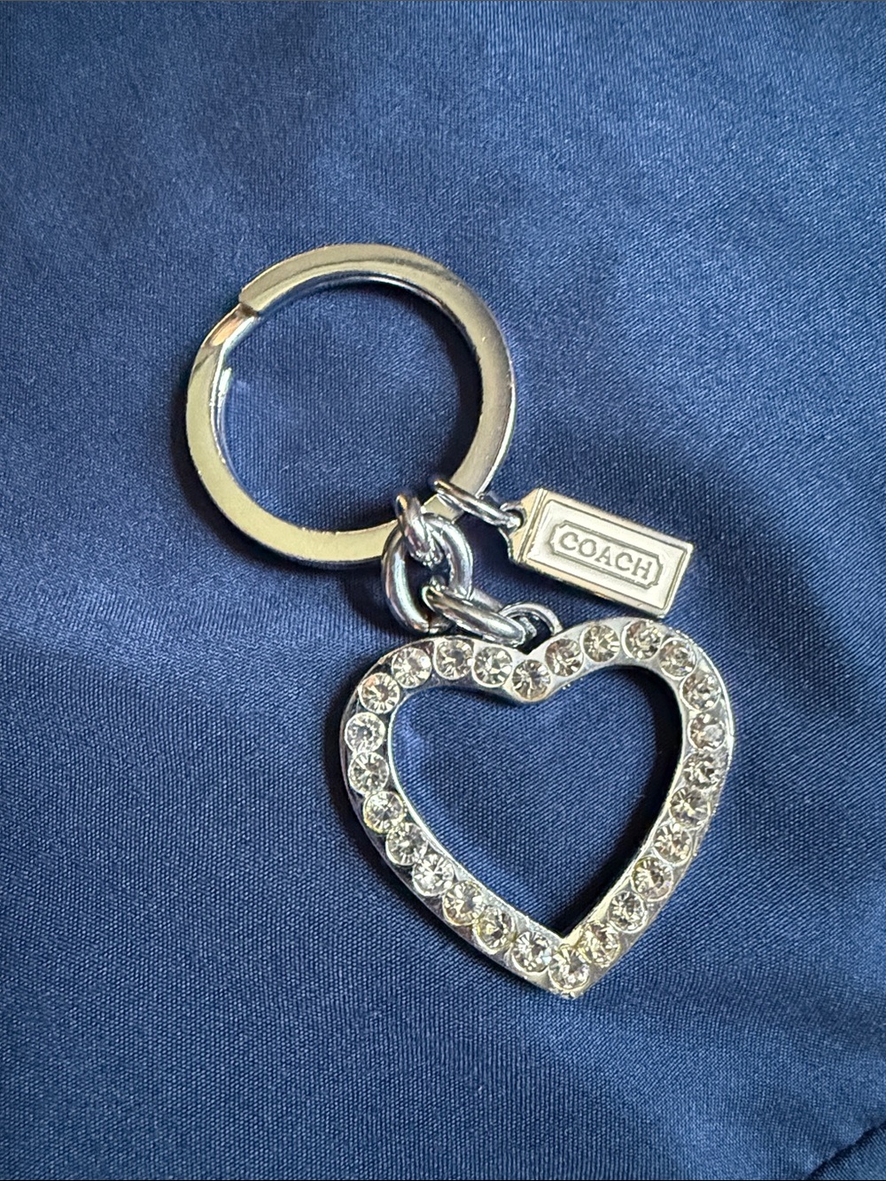 COACH Crystal Heart Keyring - Silver